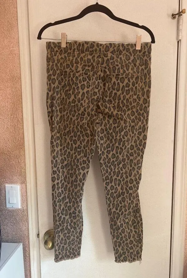 Leopard Print Distressed Jogger Jeans With Drawstring Waist & Raw Hem By YMI - Image 5