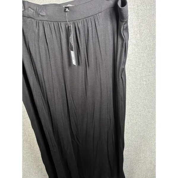 New Daisy Fuentes Maxi Skirt Black XL Womens Pull On Elastic Waist Stretch‎ Thin - Image 10