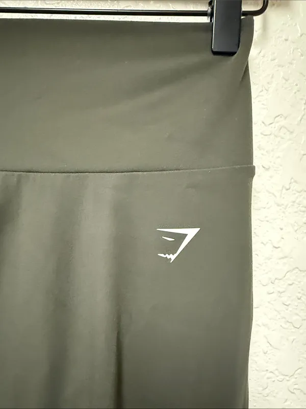 GYMSHARK Olive Green Mesh Placement High-Rise Performance Leggings - Image 5