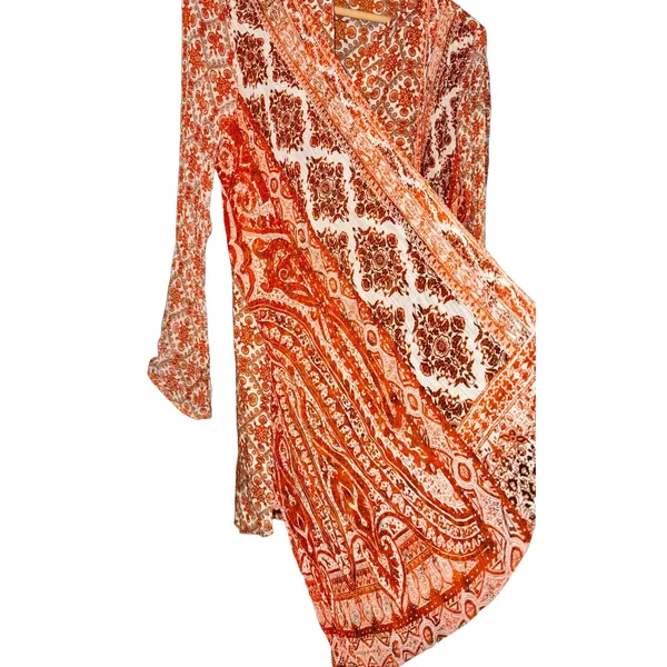 Soft Surroundings Boho Lightweight Blouse‎ Womens Large Hippie 70s Burnt Orange - Image 3
