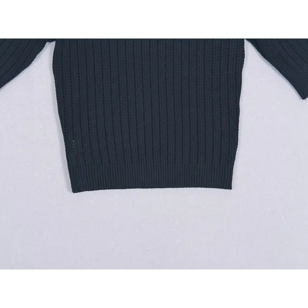 Halara Ribbed Knit Sweater Size Medium Black Work Office Minimalist Fitted - Image 7