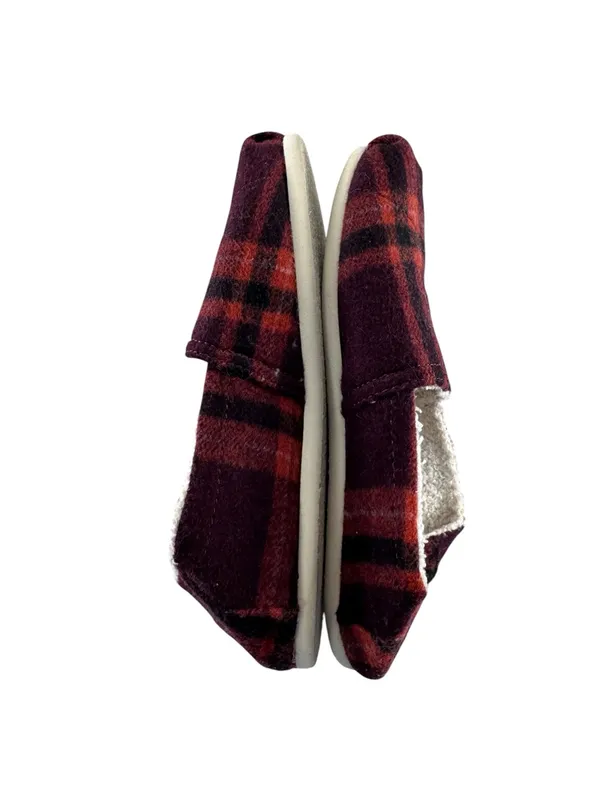 TOMS Burgundy and Red Plaid Slip-On - Image 5