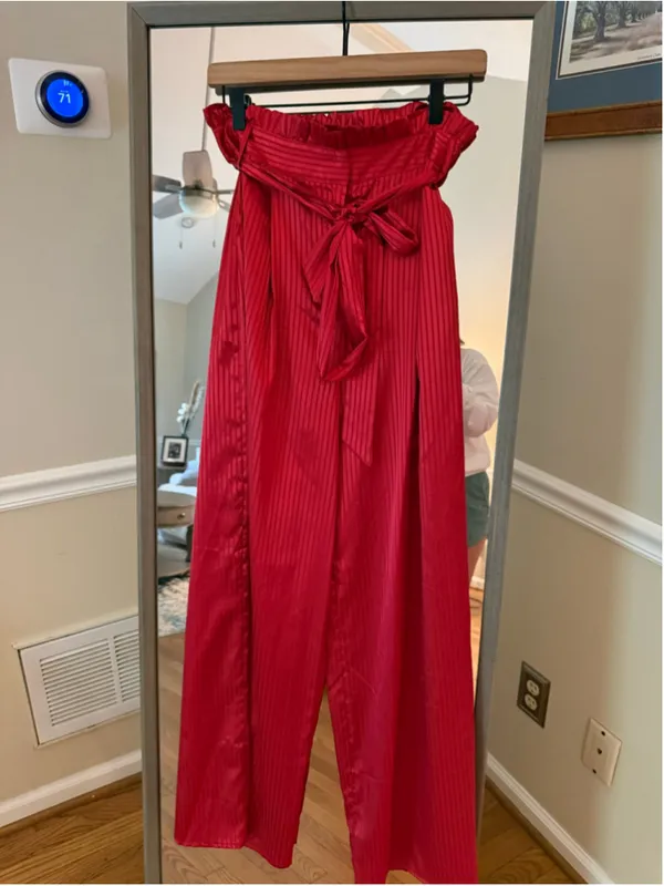 Women's Lulus Wide Leg Pants Red Size M - Image 3