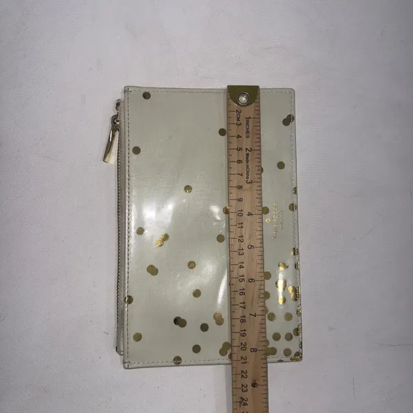 Kate Spade Pencil Pouch Polka Dot Cosmetic‎ Case Travel Designer Cream Gold - Image 10
