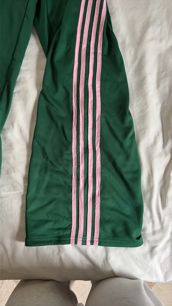 green + pink striped flare pants - Image 2
