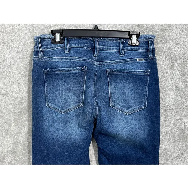 Kancan Flare Leg Jeans Size 13/30 High Rise Button Fly Fringe Boho Hippie - Image 5