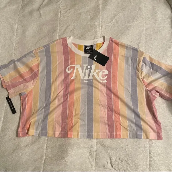 Nike Plus Size Cotton Striped Cropped Tee - Image 4