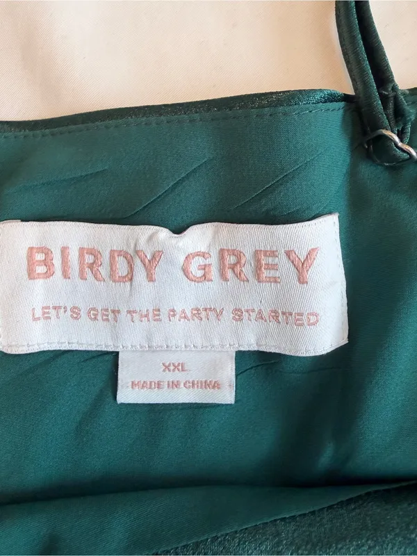 Birdy Grey Satin Formal Gown XXL Emerald Green Elegant Bridesmaid Z3 - Image 3
