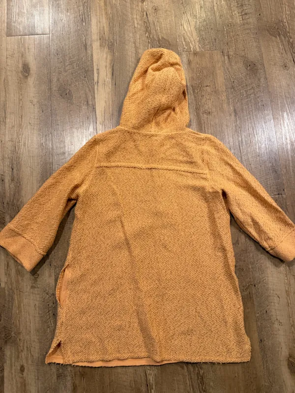 Soft Surrounding Cozumel Henley Cozy Hooded Button Pullover Sweater Orange M - Image 6