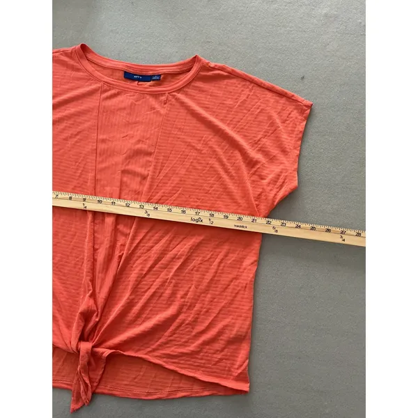 Apt. 9 Top Size L Coral Orange Short Sleeve Tie Front Knot Slub Modal Blend - Image 5