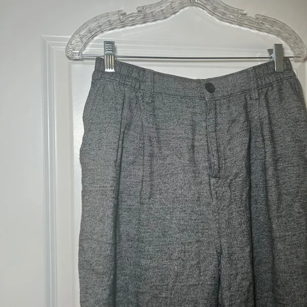 Aerie Grey Wide Leg Cotton Trousers Pants M Regular office career comfy minimal - Image 2
