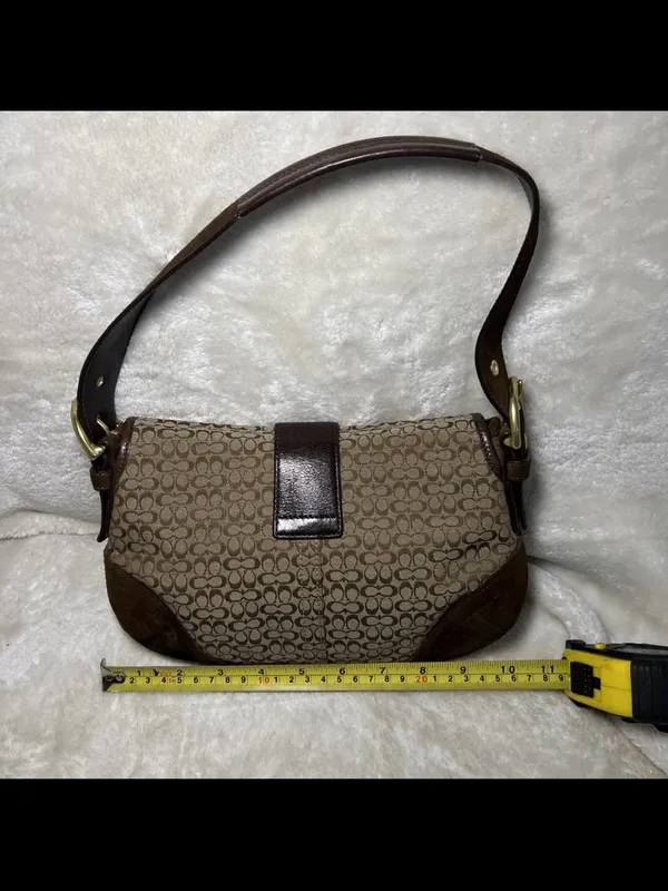 Rare Vintage Coach Soho Y2K Signature Shoulder Bag Brown Canvas & Suede 6818 - Image 8