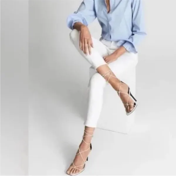 Paige Kylie Crop Jeans White 28 Skinny Stretch - Image 3