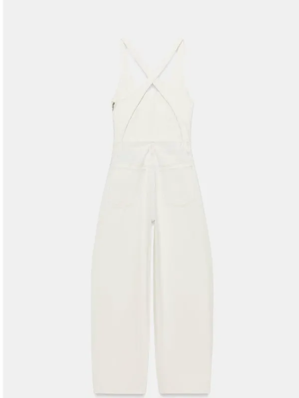 NWT ZARA Bloggers Fave TRF DENIM STRAPPY JUMPSUIT Ecru XXL - Image 7