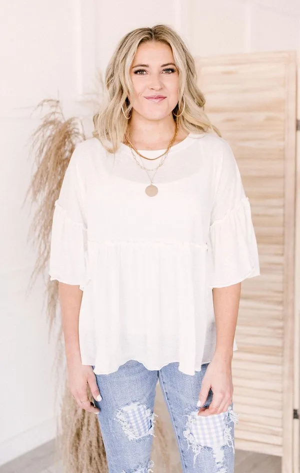 Altar'd State white Bella Ruffle Top. Size Medium - Image 2
