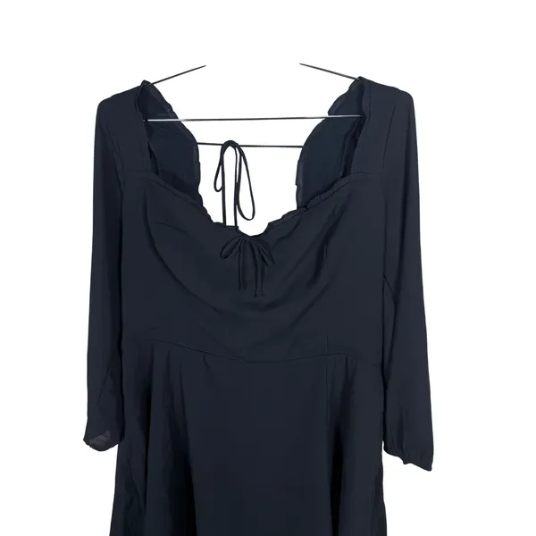 Abercrombie & Fitch Black Long Sleeve Mini Dress Smocked Back Pockets XL - Image 2