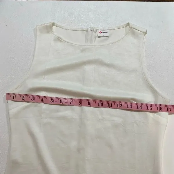 White Sleeveless Mini Dress Size M Clean Girl Minimalist Chic - Image 5