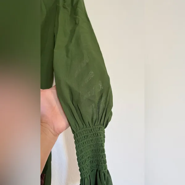 Reformation Galena Long Sleeve Dress in Olive - Image 11