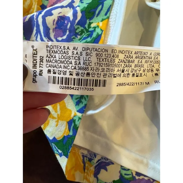 Zara Dress Women Medium Purple Yellow Floral Balloon Sleeve Corset Style‎ Mini - Image 13