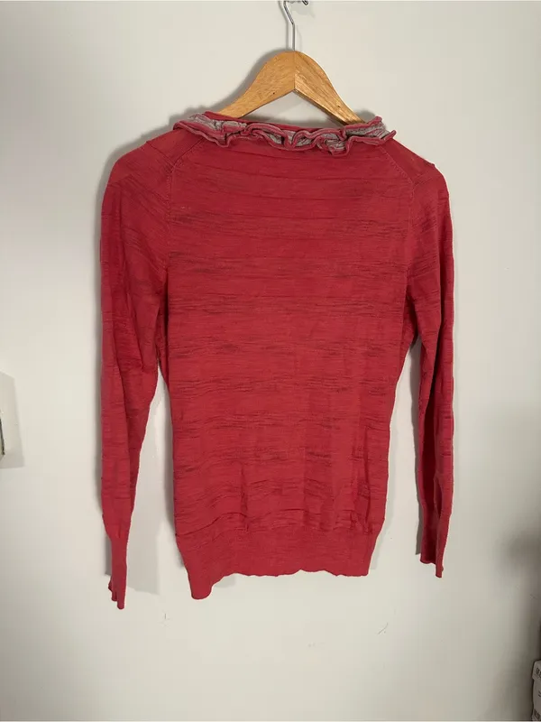 Vintage Y2K Banana Republic burnout frilly cardigan red extra small - Image 5