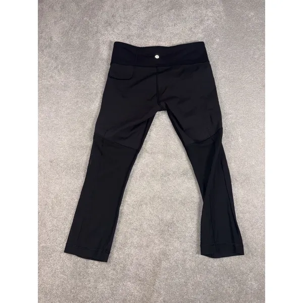 lululemon black mesh panels 4 cropped leggings capri - Image 4