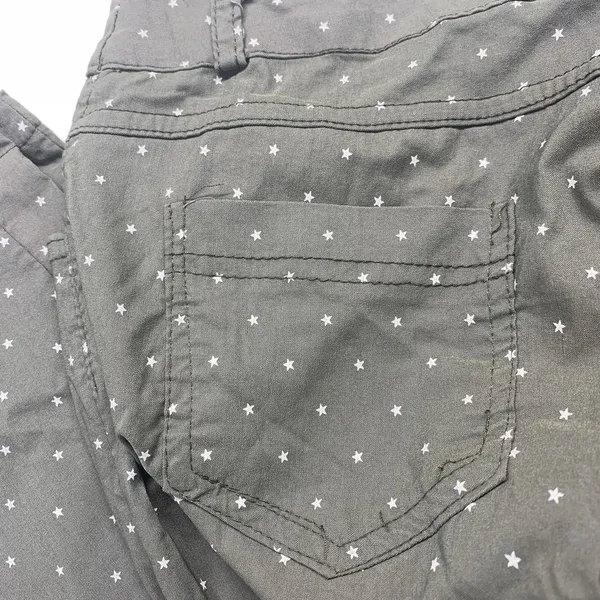Made in Italy‎ Star Print Pants Womens XL Olive Green Straight Leg Stretch 23 - Image 10