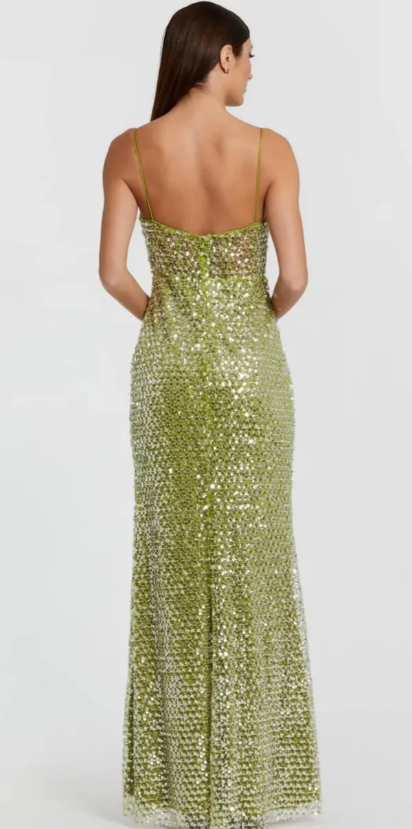 Mac Duggal Green Embellished Bustier Column Gown - Image 3