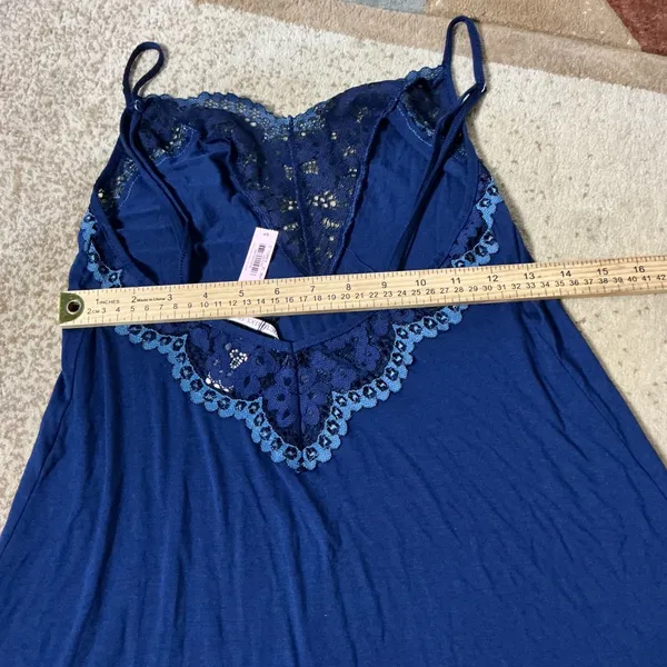 Victoria's Secret Lace Trim Chemise Nightgown Womens S Blue Sleep Romantic NEW - Image 3
