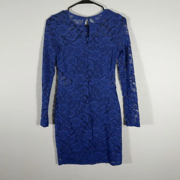 Social‎ Stories Women's Royal Blue Long Sleeve Lace Mini Dress Formal Size Small - Image 8