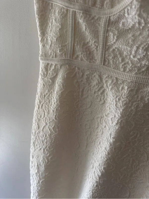 Anthropologie White Jacquard Strappy Corset‎ Textured Midi Dress - Image 8