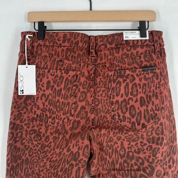 Joe's The Charlie Ankle Jean Women 31 Brown Stretch Leopard High Rise Skinny Leg - Image 6