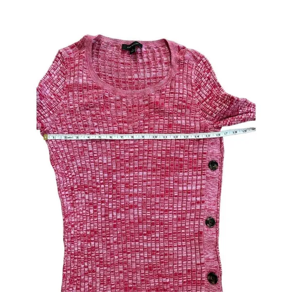 Ann Taylor Red Pink Marled Ribbed‎ Side Button Sweater sz M - Image 6