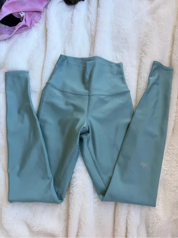 ALO Yoga Kids Leggings in Sage Blue-Green - Image 2