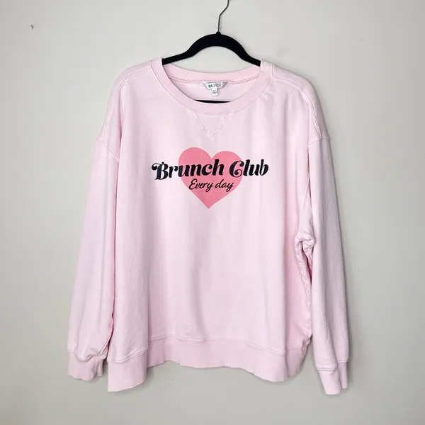 Wildfox Brunch Club XXL Pink Sweatshirt Long Sleeve Heart‎ Soft Oversized - Image 2
