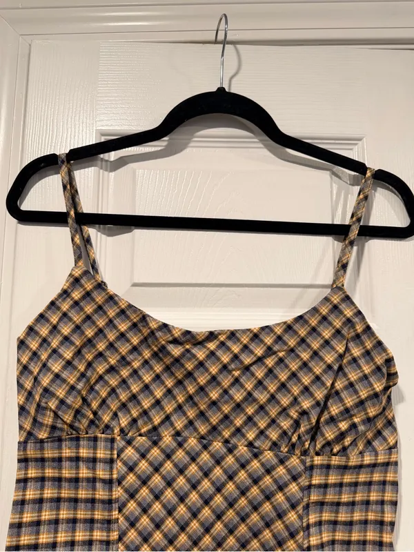 NWT Wild Fable Size S Navy Plaid Fitted Stretch Mini Dress Spaghetti Strap Y2K - Image 4
