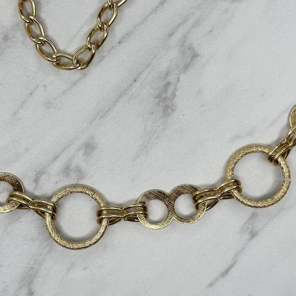 Textured Open Circle Ring Gold Tone Chain Link Belt Small (S) ✨ - Image 7