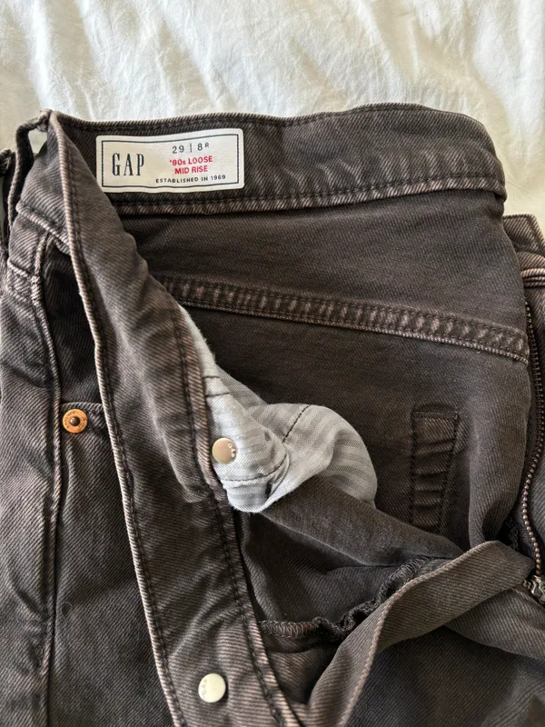 Black Baggy Mid Rise Denim Jeans - Image 3