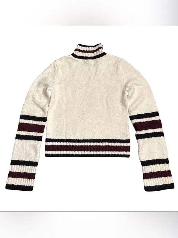 Madewell Ribbed-Trim Mockneck Sweater jet black stripe super soft Size XXS NWT - Image 6
