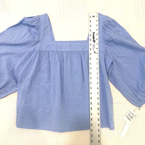 Caslon small square neck popover puff balloon sleeve 3/4 sleeve blouse TB 3084 - Image 5
