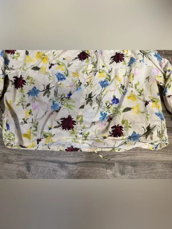Zara Floral Long Sleeve Blouse Size L Boho Lightweight Top - Image 7