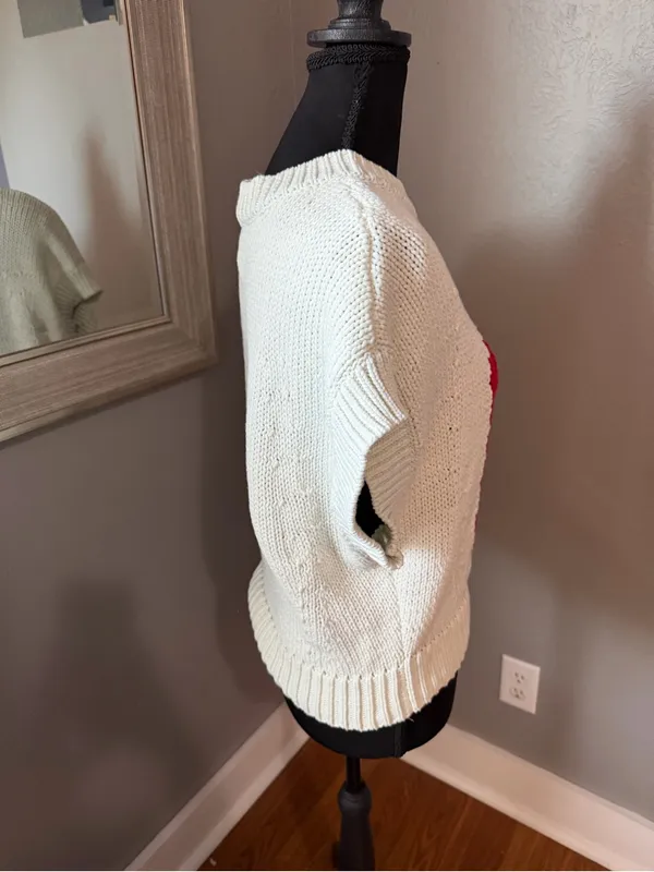 Maeve x Anthropologie Pippa Strawberry Crewneck Cap Sleeve Knit Sweater XS - Image 5