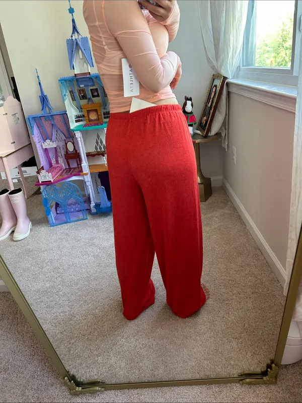 Zara red wide leg pants. S-M - Image 9