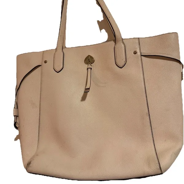 kate spade Beige Leather Tote with Gold Accent - Image 3