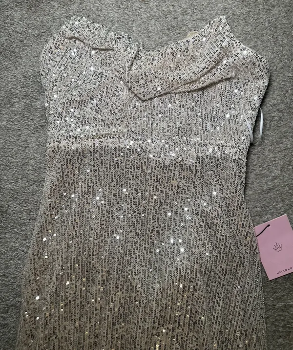 Hello Molly Sequin Strapless Maxi Dress Beige Size L - Image 2
