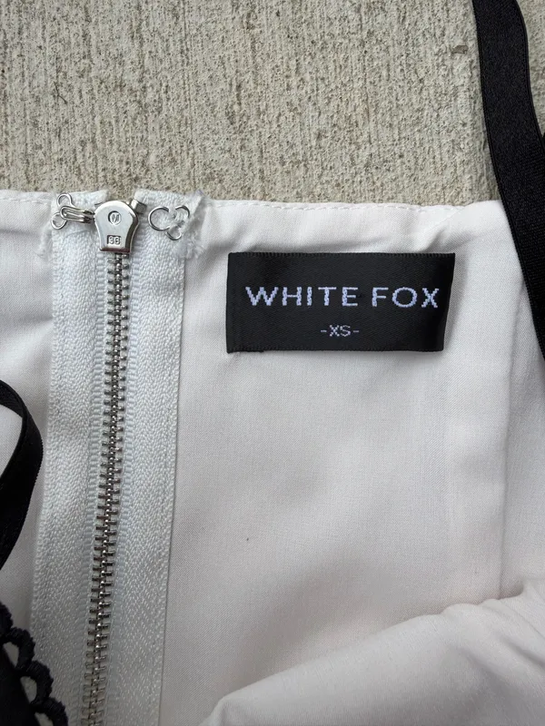 White Fox Corset Tank Top XS Black White Contrast Coquette Balletcore Y2K - Image 3
