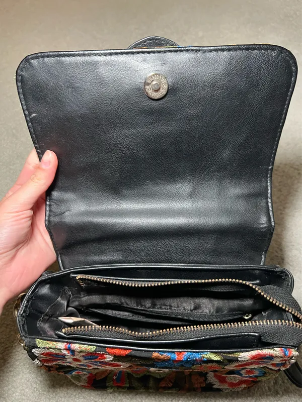 Lulus Petal Lined Path Black Embroidered Purse - Image 6