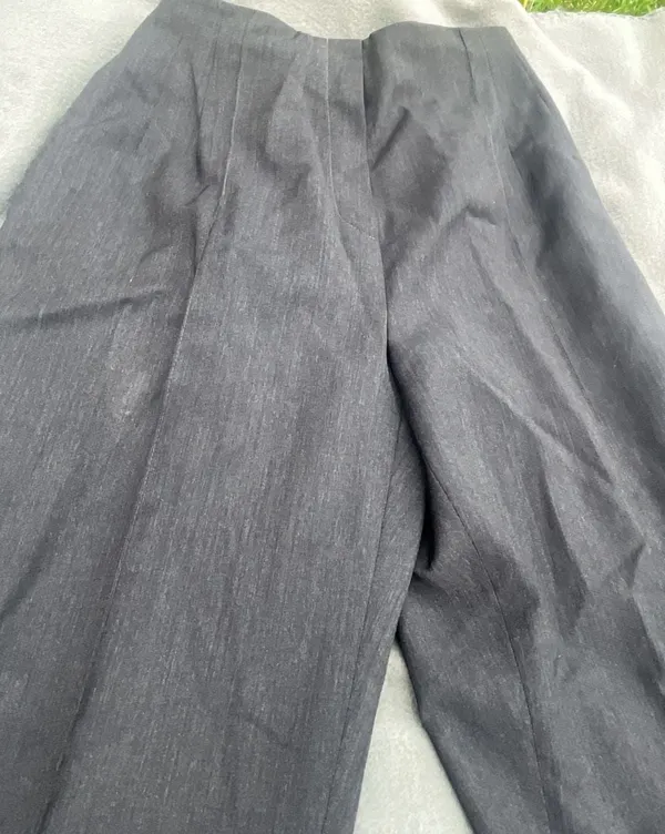 Liz Claiborne Collection Vintage 100% Wool Charcoal Grey Pant Suit Zip Jacket Si - Image 12
