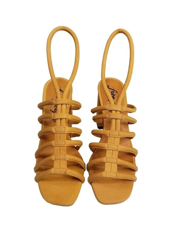 Free People Womens 7.5 Colette Leather Sandal in Hot Orange NEW - Image 4