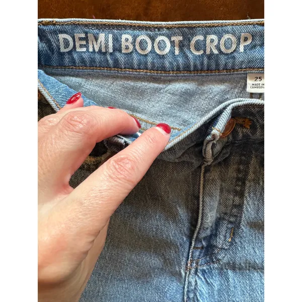 J‎ Crew Jeans Women 25 Blue Medium Wash Distressed Denim Demi Boot Crop Preppy - Image 9