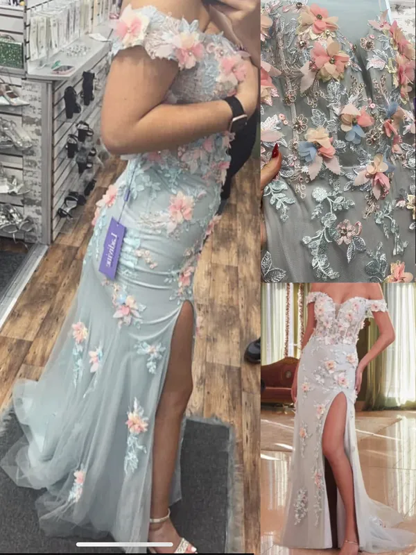 Cinderella Divine NWT Corset Off-Shoulder Floral Embellished Prom Dress - Image 13